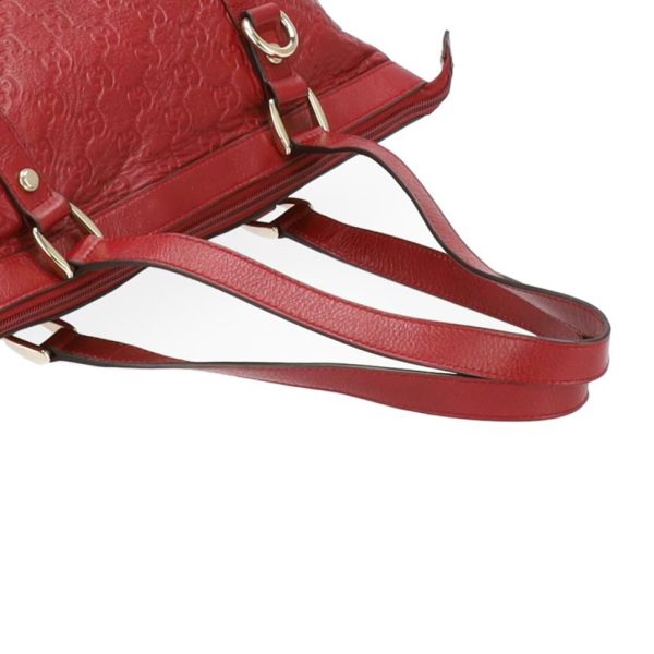 12471 4 Gucci Shima Leather Tote Bag Red