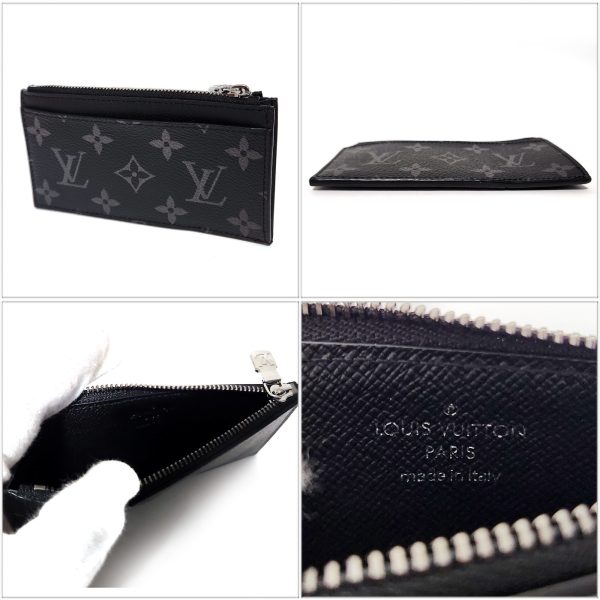 1250 2 Louis Vuitton Monogram Eclipse Coin Card Canvas Gray Black