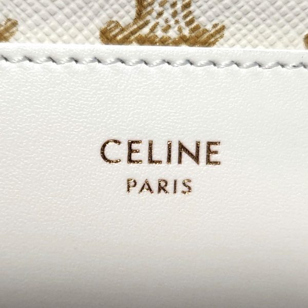 1254 4 Celine Triomphe Coin Case Canvas White