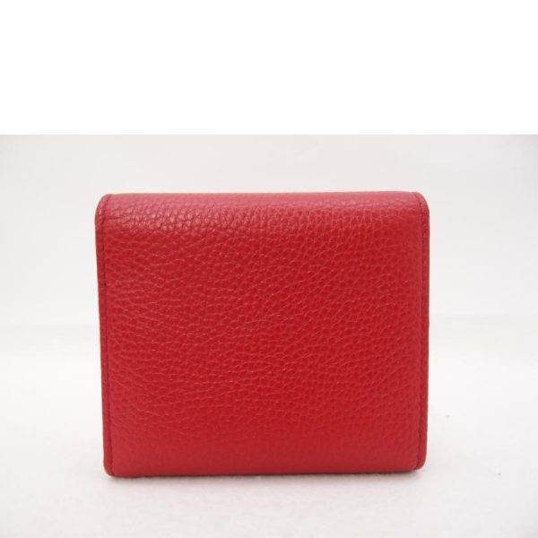 12715 2 GUCCI Trifold Wallet Red Leather Soho Interlocking G Compact Wallet Red