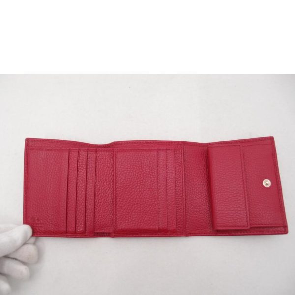 12715 4 GUCCI Trifold Wallet Red Leather Soho Interlocking G Compact Wallet Red