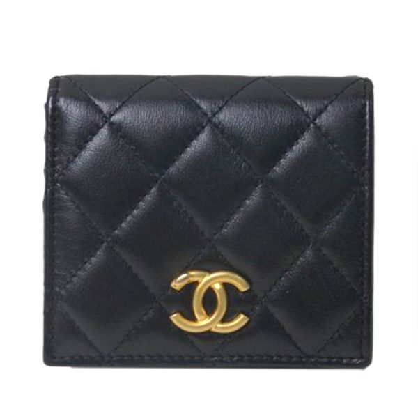 12760 1 Chanel Small Flap Wallet Lambskin Black