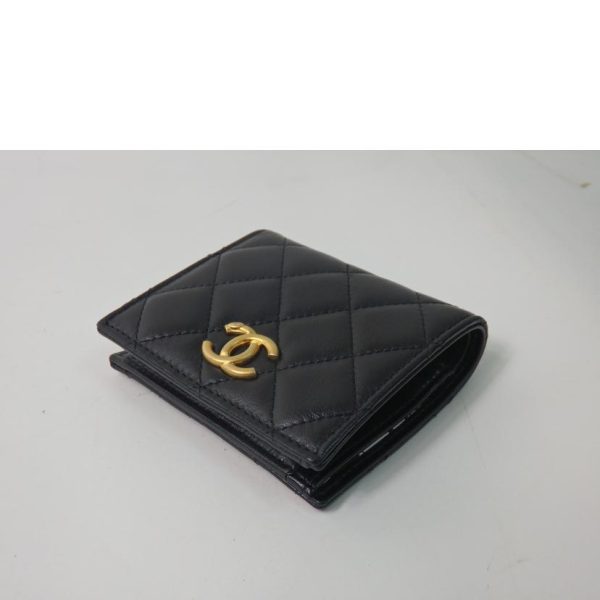 12760 3 Chanel Small Flap Wallet Lambskin Black