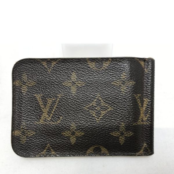 12809 2 Louis Vuitton Portefeuille Money Clip Wallet Brown