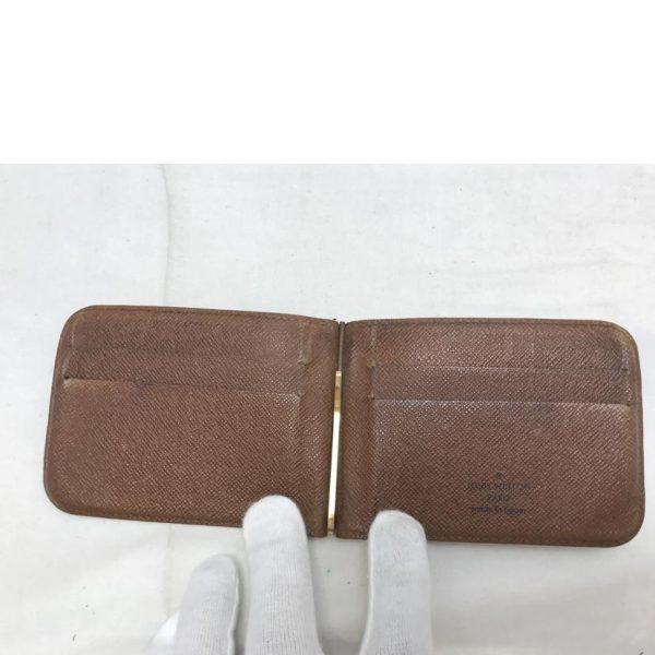 12809 3 Louis Vuitton Portefeuille Money Clip Wallet Brown