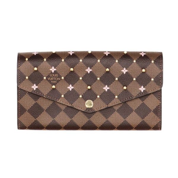 12822 1 Louis Vuitton Sarah Wallet Damier Ebene Studs