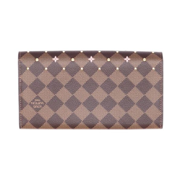 12822 2 Louis Vuitton Sarah Wallet Damier Ebene Studs