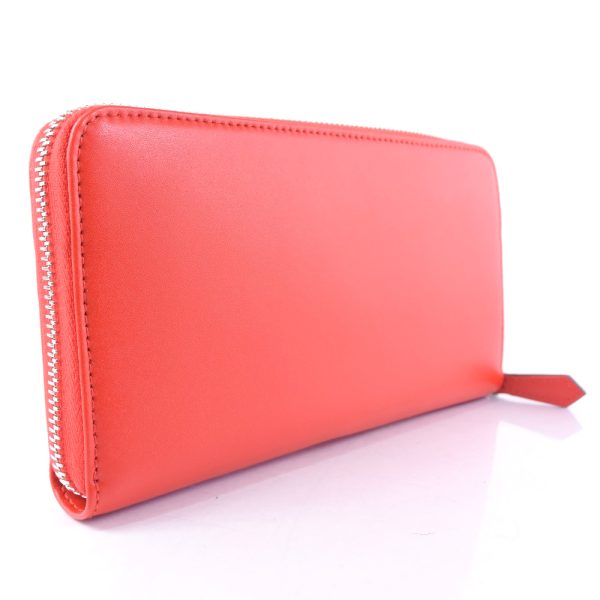 13143080 3 FENDI long wallet round zipper calf red