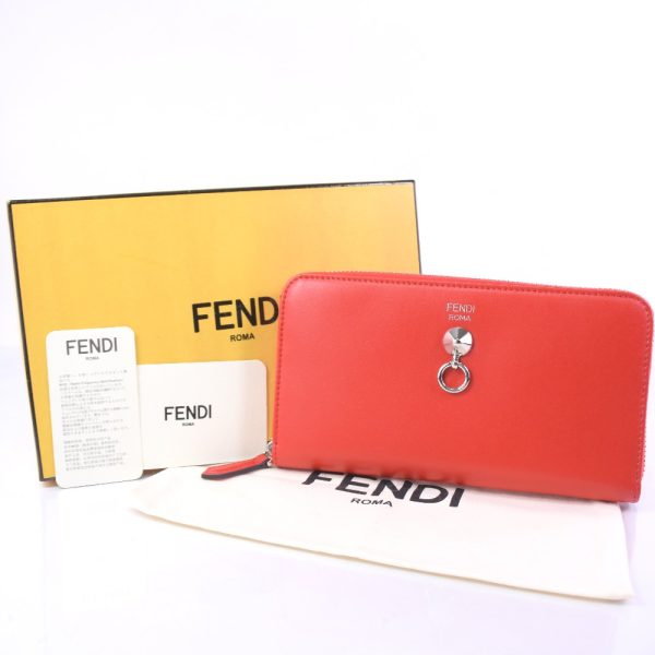 13143080 9 FENDI long wallet round zipper calf red