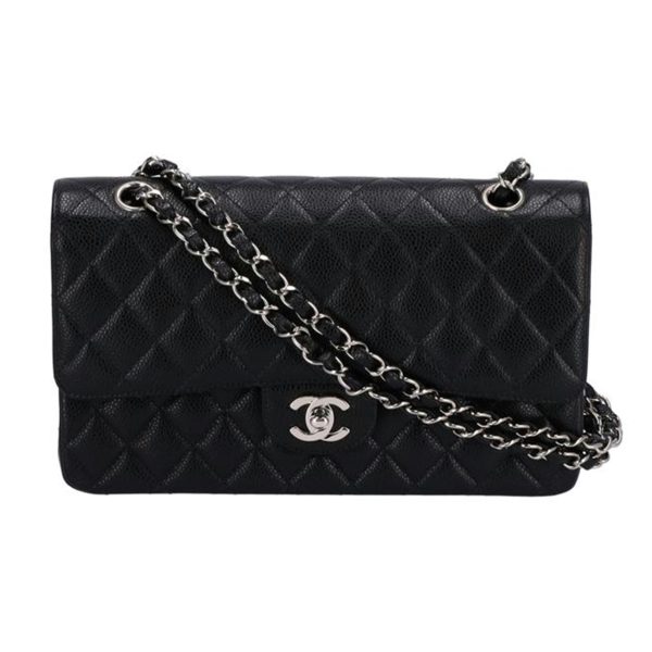 13274 1 Chanel Matelasse W Flap Chain Shoulder Bag Black