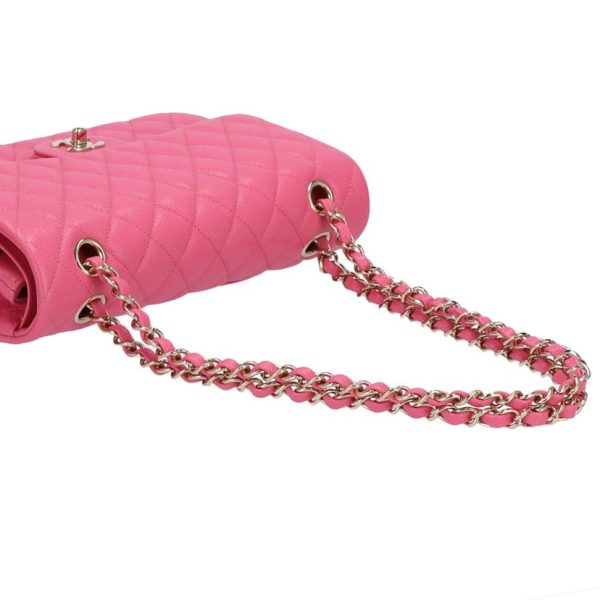 13281 4 Chanel Caviar Skin Matelasse W Flap Chain Shoulder Bag Pink