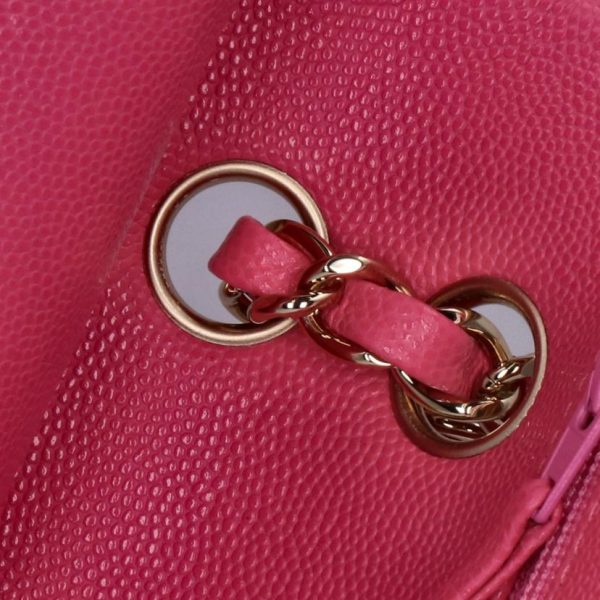 13281 8 Chanel Caviar Skin Matelasse W Flap Chain Shoulder Bag Pink