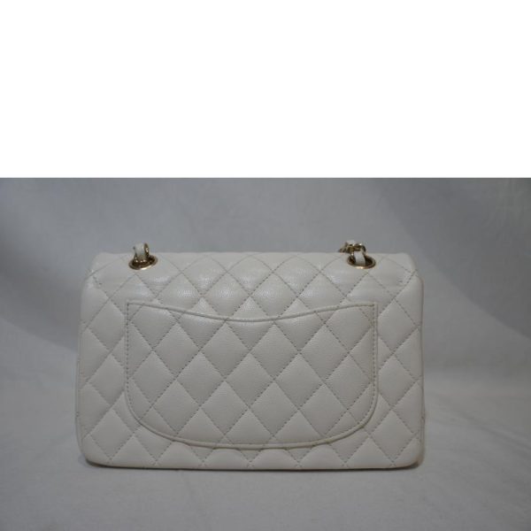 13298 2 Chanel Caviar Skin Matelasse W Flap Chain Shoulder Bag White