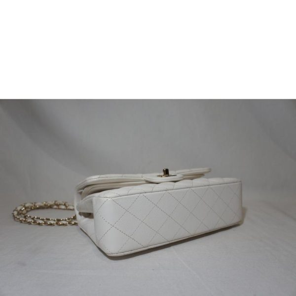 13298 3 Chanel Caviar Skin Matelasse W Flap Chain Shoulder Bag White