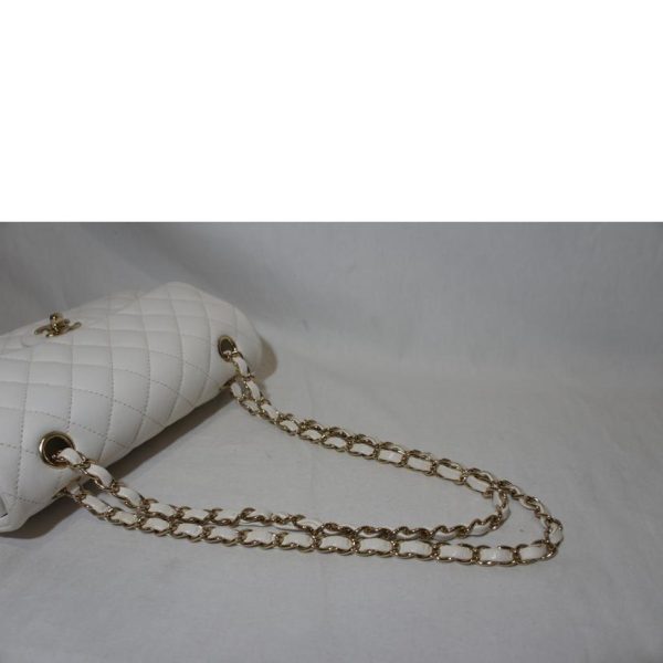 13298 4 Chanel Caviar Skin Matelasse W Flap Chain Shoulder Bag White