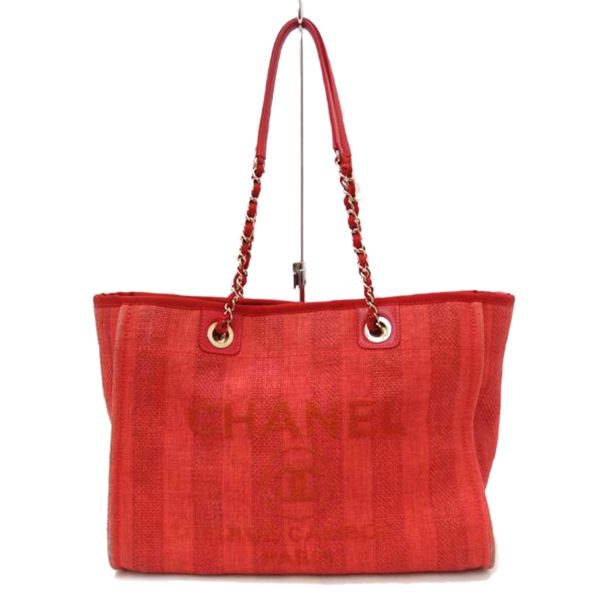 13403 1 Chanel Deauville Chain Tote Bag Red