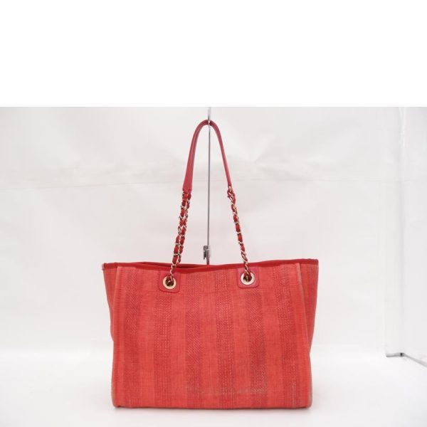 13403 2 Chanel Deauville Chain Tote Bag Red