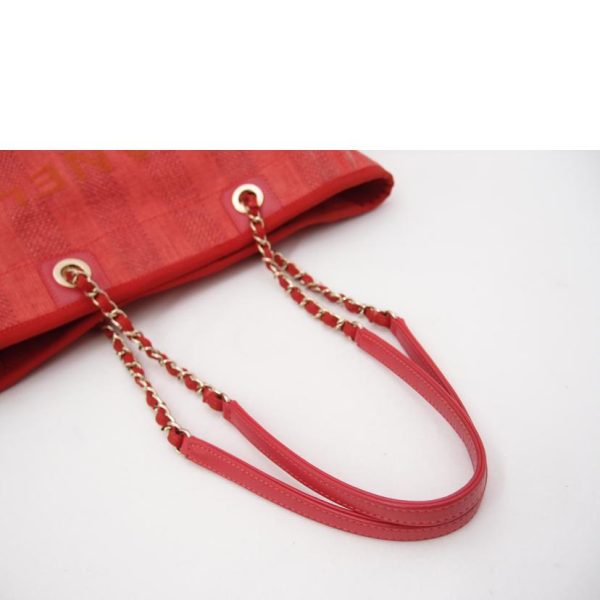 13403 4 Chanel Deauville Chain Tote Bag Red