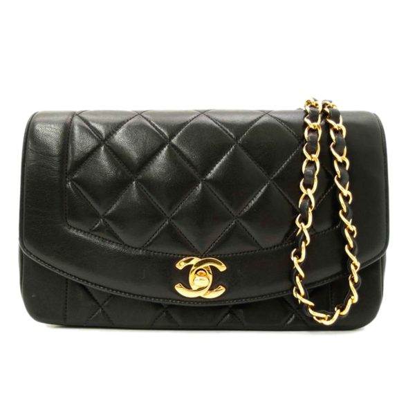 13427 1 Chanel Matelasse Diana Flap Chain Shoulder Bag Black