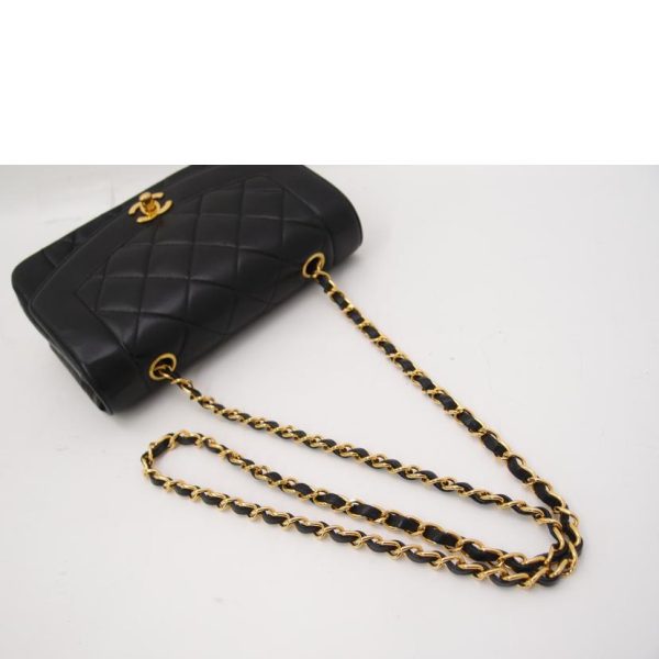 13427 4 Chanel Matelasse Diana Flap Chain Shoulder Bag Black