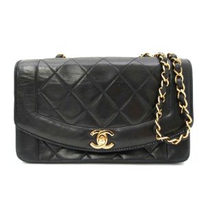 13434 1 Chanel V Stitch Chevron Lambskin Chain Shoulder Bag Black