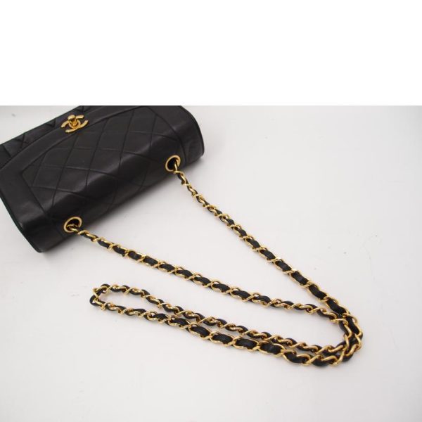 13434 4 Chanel Lambskin Diana Chain Shoulder Bag Black