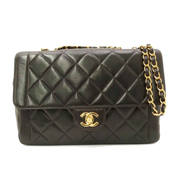 13472 1 Chanel Madelasse Flap Chain Shoulder Bag Gold Hardware Black