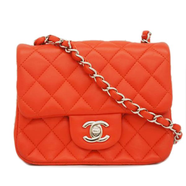 13546 1 Chanel Mini Matelasse Chain Shoulder Bag Red SV Metal Fittings