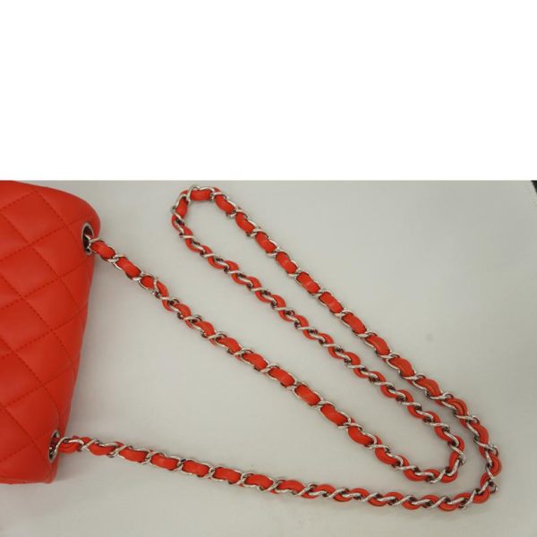 13546 4 Chanel Mini Matelasse Chain Shoulder Bag Red SV Metal Fittings