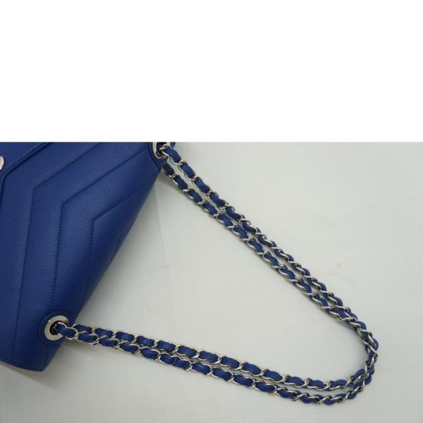 13553 4 Chanel V Stitch Soft Caviar Chain Bag Blue SV Metal Fittings