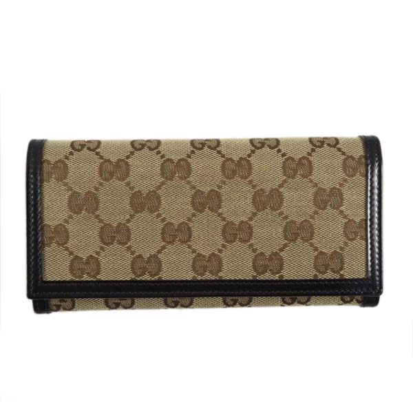 13589 1 Gucci GG Canvas Bi Fold Long Wallet Beige