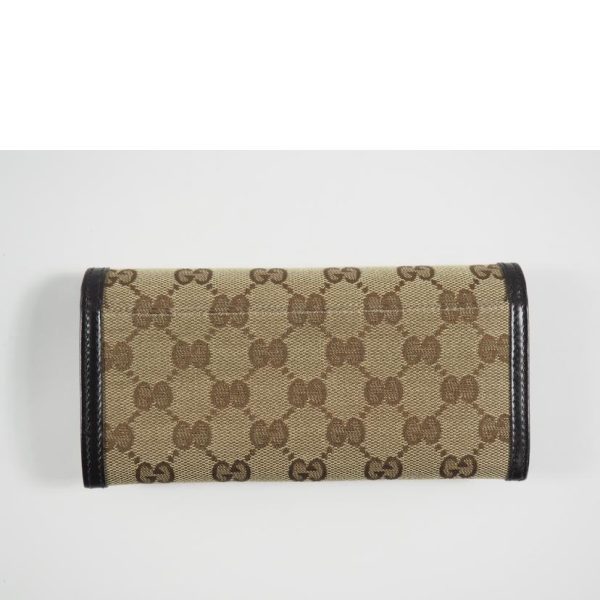 13589 2 Gucci GG Canvas Bi Fold Long Wallet Beige