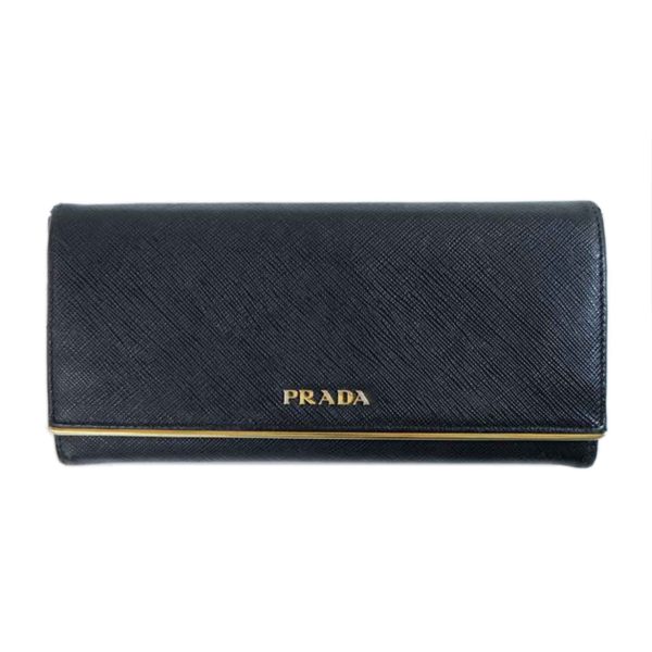 13594 1 Prada Saffiano Bifold Long Wallet Black