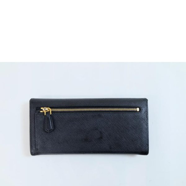 13594 2 Prada Saffiano Bifold Long Wallet Black