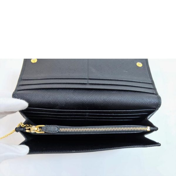 13594 4 Prada Saffiano Bifold Long Wallet Black