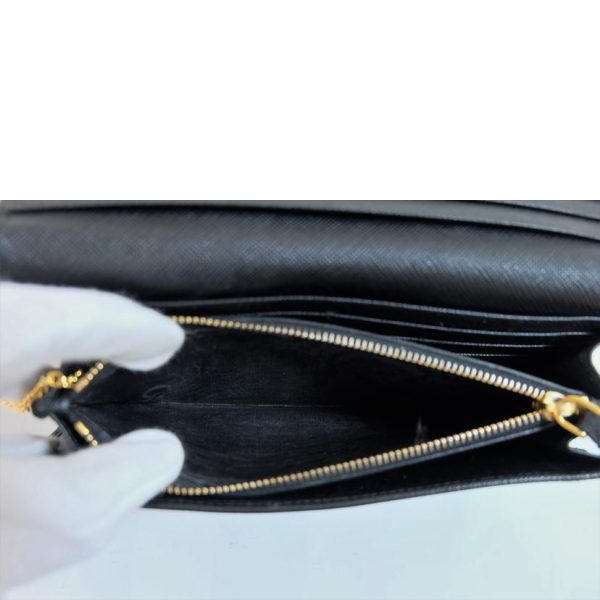 13594 5 Prada Saffiano Bifold Long Wallet Black