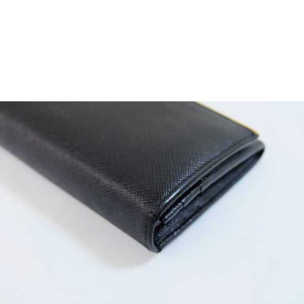 13594 7 Prada Saffiano Bifold Long Wallet Black