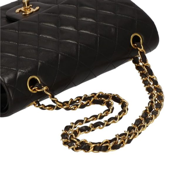 13676 4 Chanel Matelasse W Flap Chain Shoulder Bag Black