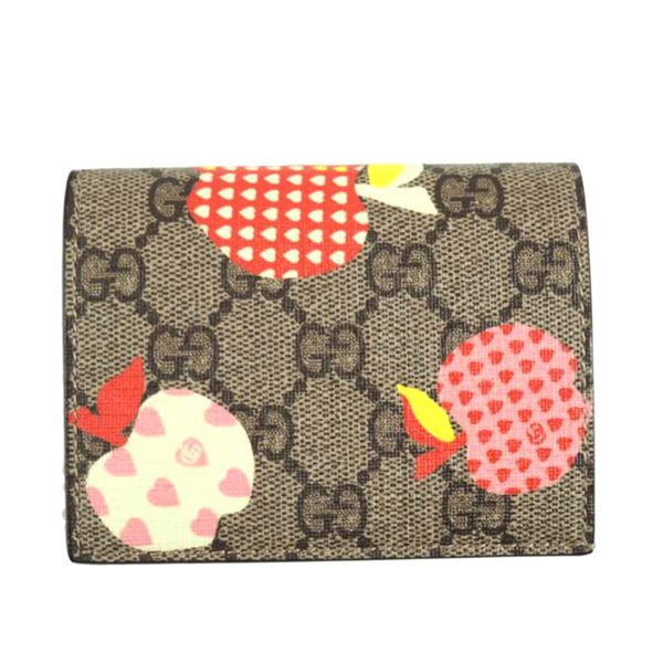 13701 1 Gucci Le Pomme GG Supreme Bi Fold Wallet Beige