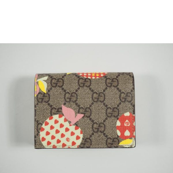 13701 2 Gucci Le Pomme GG Supreme Bi Fold Wallet Beige