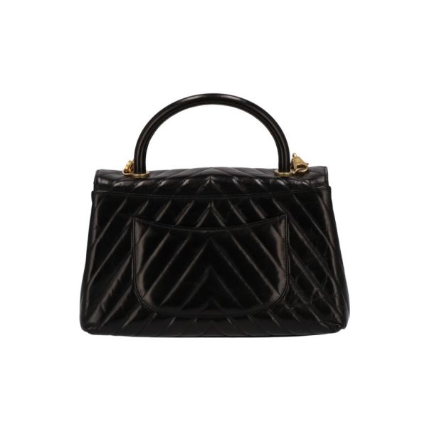 13706 2 Chanel Chevron Stitch Top Handle 2 Way Hand Bag