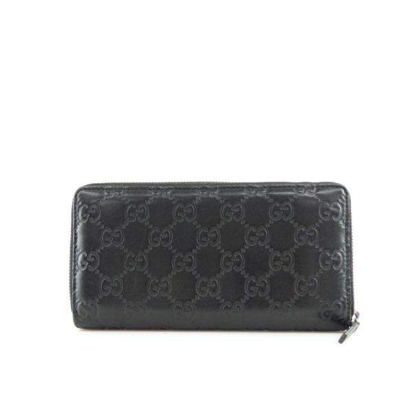 13869 2 Gucci Round Zipper Long Wallet Black