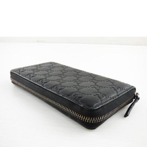 13869 3 Gucci Round Zipper Long Wallet Black