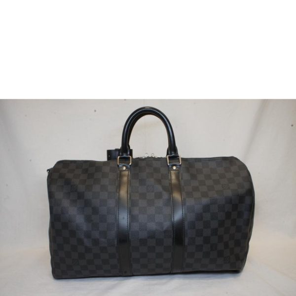 14037 2 Louis Vuitton Keepall Bandouliere 45 Damier Graphite Bag Gray