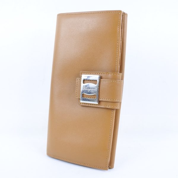 14040402 2 Salvatore Ferragamo long wallet leather brown snap button wallet