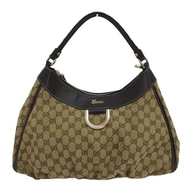 14445 1 Gucci Abby GG Canvas One Shoulder Bag Brown Beige