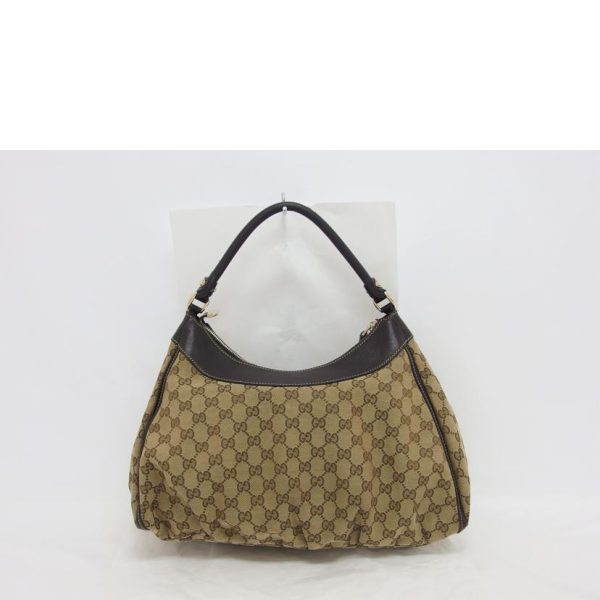 14445 2 Gucci Abby GG Canvas One Shoulder Bag Brown Beige