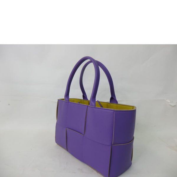 14465 4 Bottega Veneta Small Alco Tote Lambskin Purple Yellow