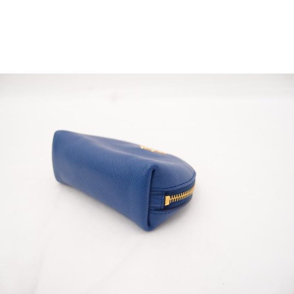 14467 3 Prada Saffiano Coin Case with Key Ring Blue