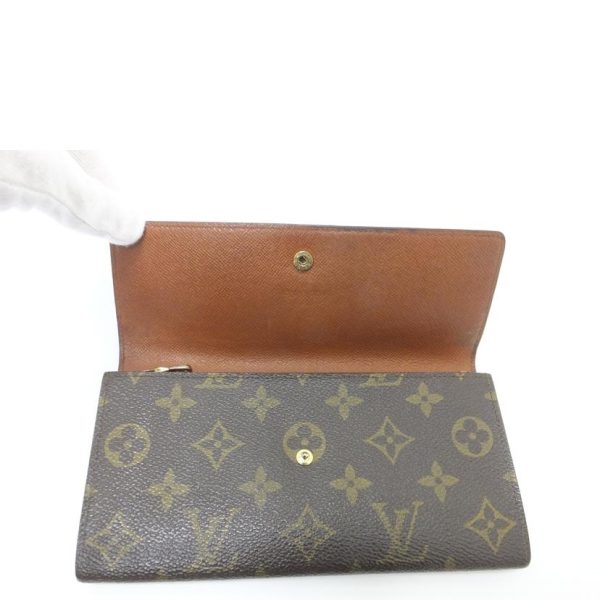 14482 4 Louis Vuitton Pochette Portomone Credit Monogram Wallet Brown